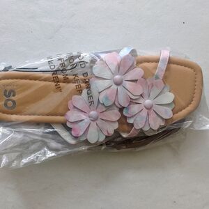 SO Ellison tie dye floral Flat Sandal  open toe for women